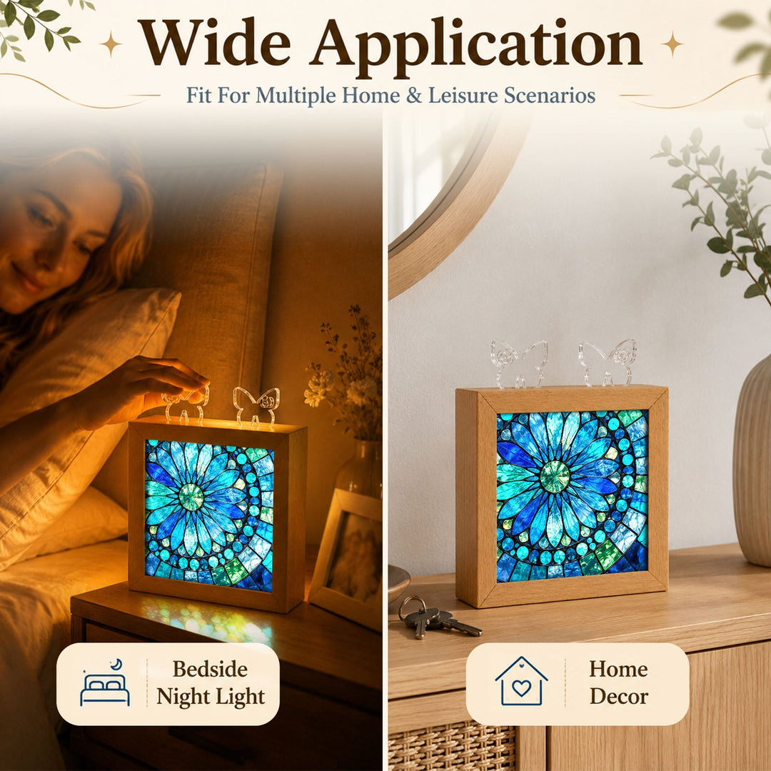 Acrylic Puzzle Night Light - Sapphire Bloom