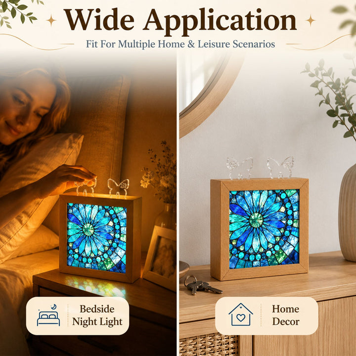 Acrylic Puzzle Night Light - Sapphire Bloom