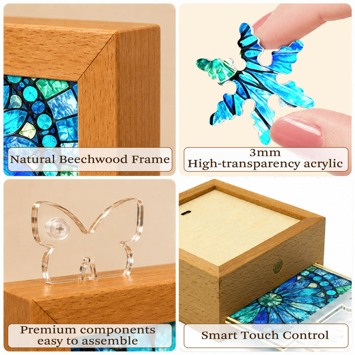 Acrylic Puzzle Night Light - Sapphire Bloom