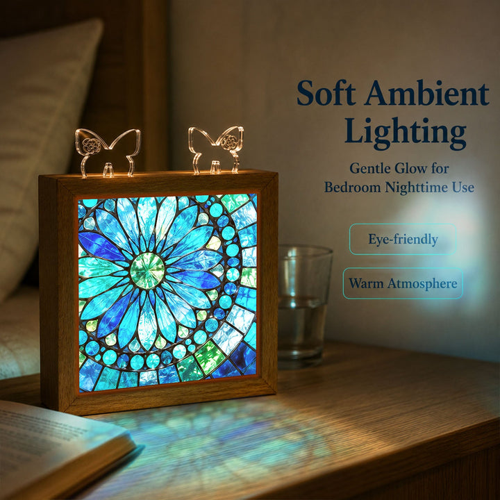 Acrylic Puzzle Night Light - Sapphire Bloom
