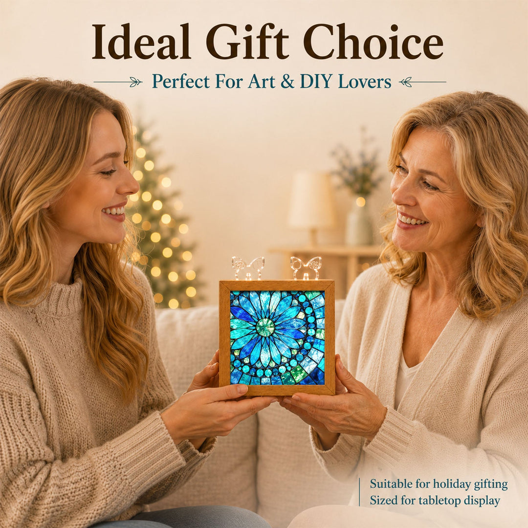 Acrylic Puzzle Night Light - Sapphire Bloom