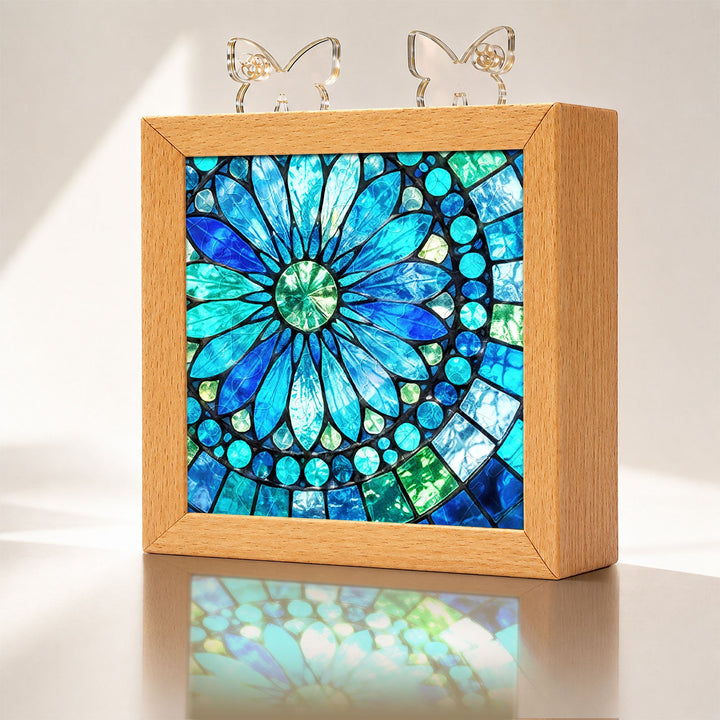 Acrylic Puzzle Night Light - Sapphire Bloom