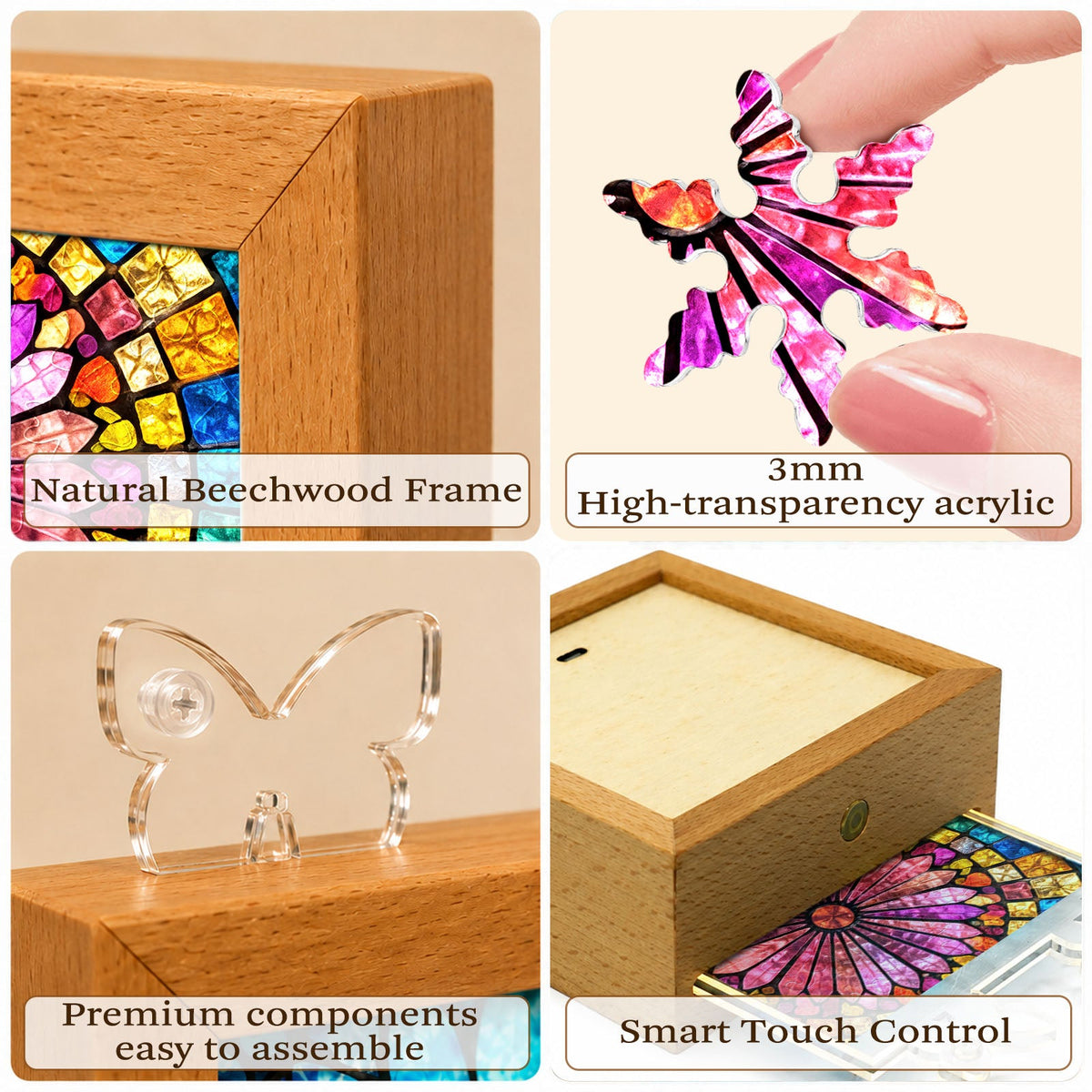 Acrylic Puzzle Night Light - Aurora Bloom