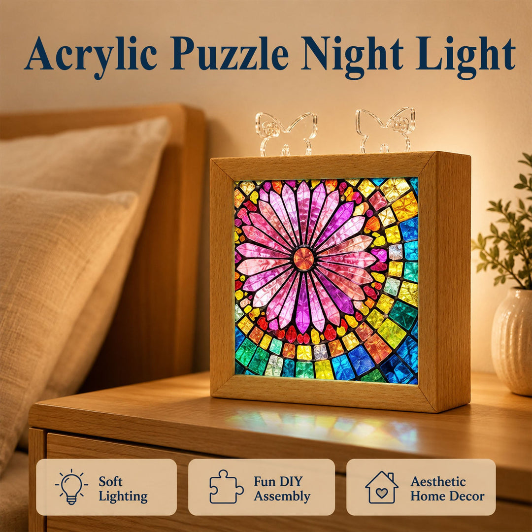 Acrylic Puzzle Night Light - Aurora Bloom