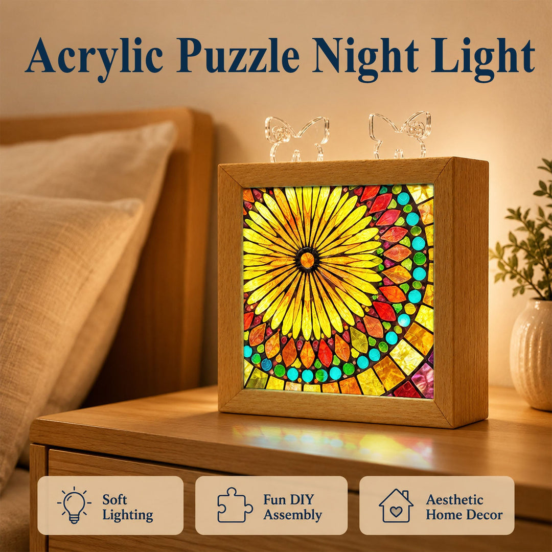 Acrylic Puzzle Night Light - Golden Bloom