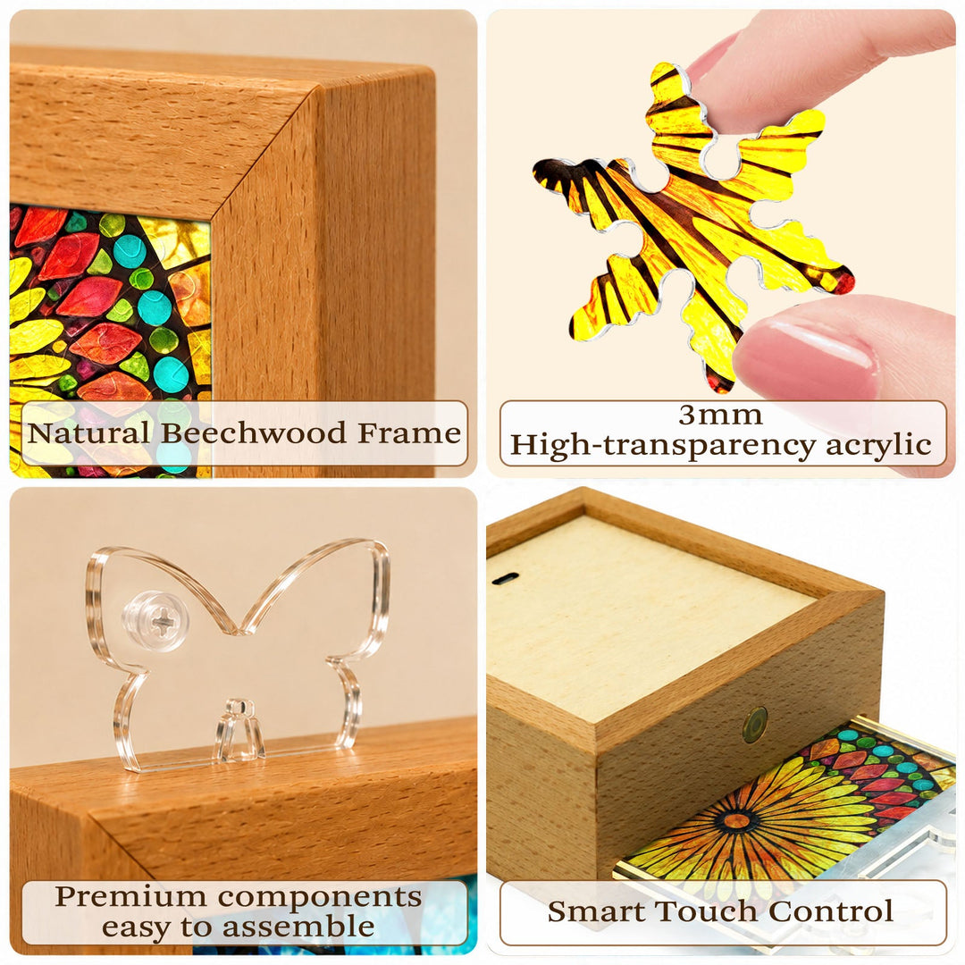 Acrylic Puzzle Night Light - Golden Bloom