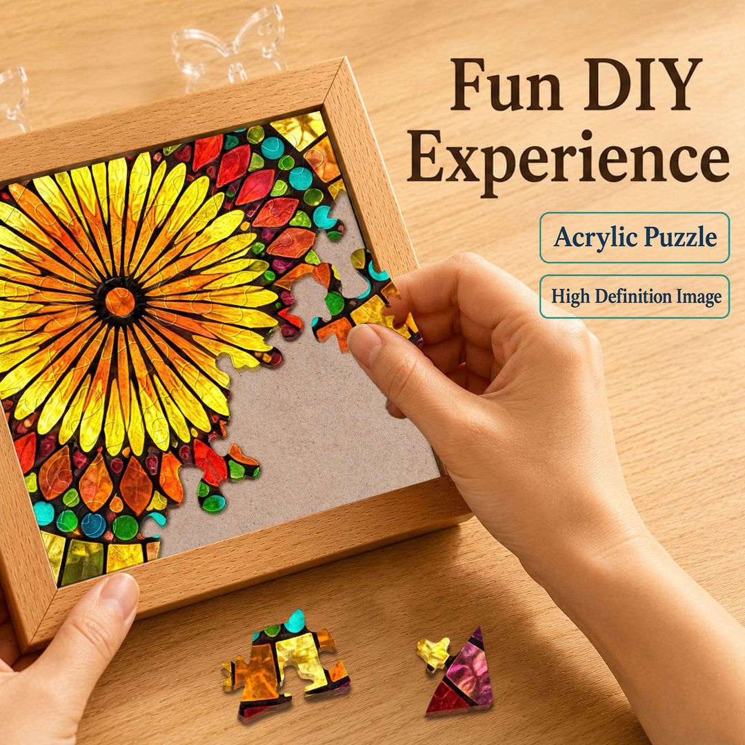 Acrylic Puzzle Night Light - Golden Bloom