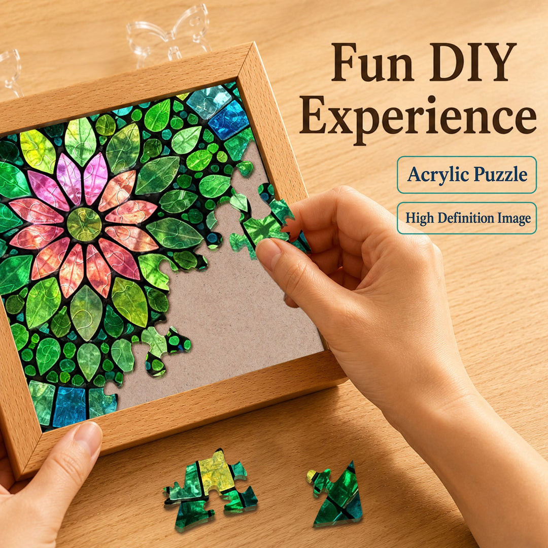 Acrylic Puzzle Night Light - Verdant Bloom