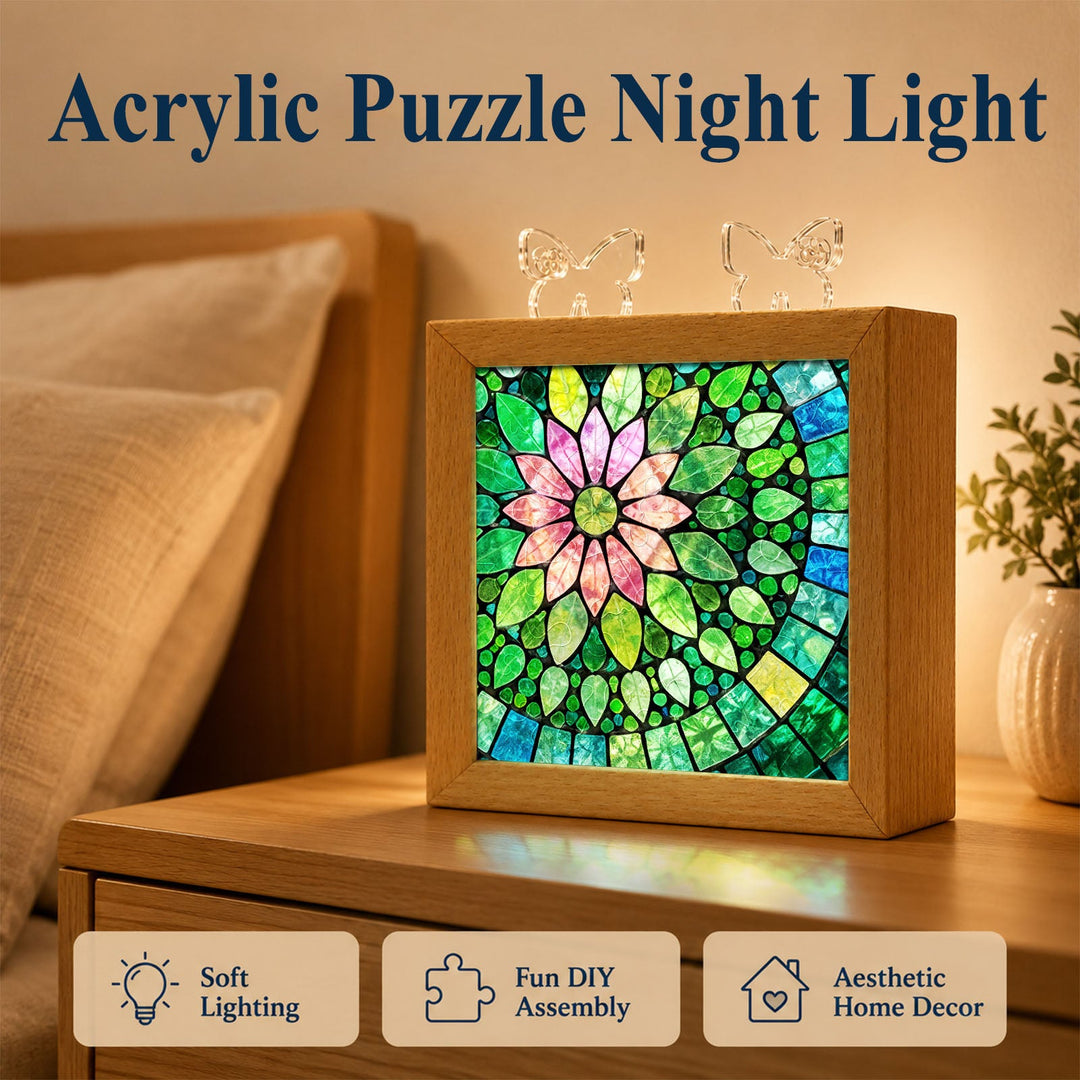 Acrylic Puzzle Night Light - Verdant Bloom