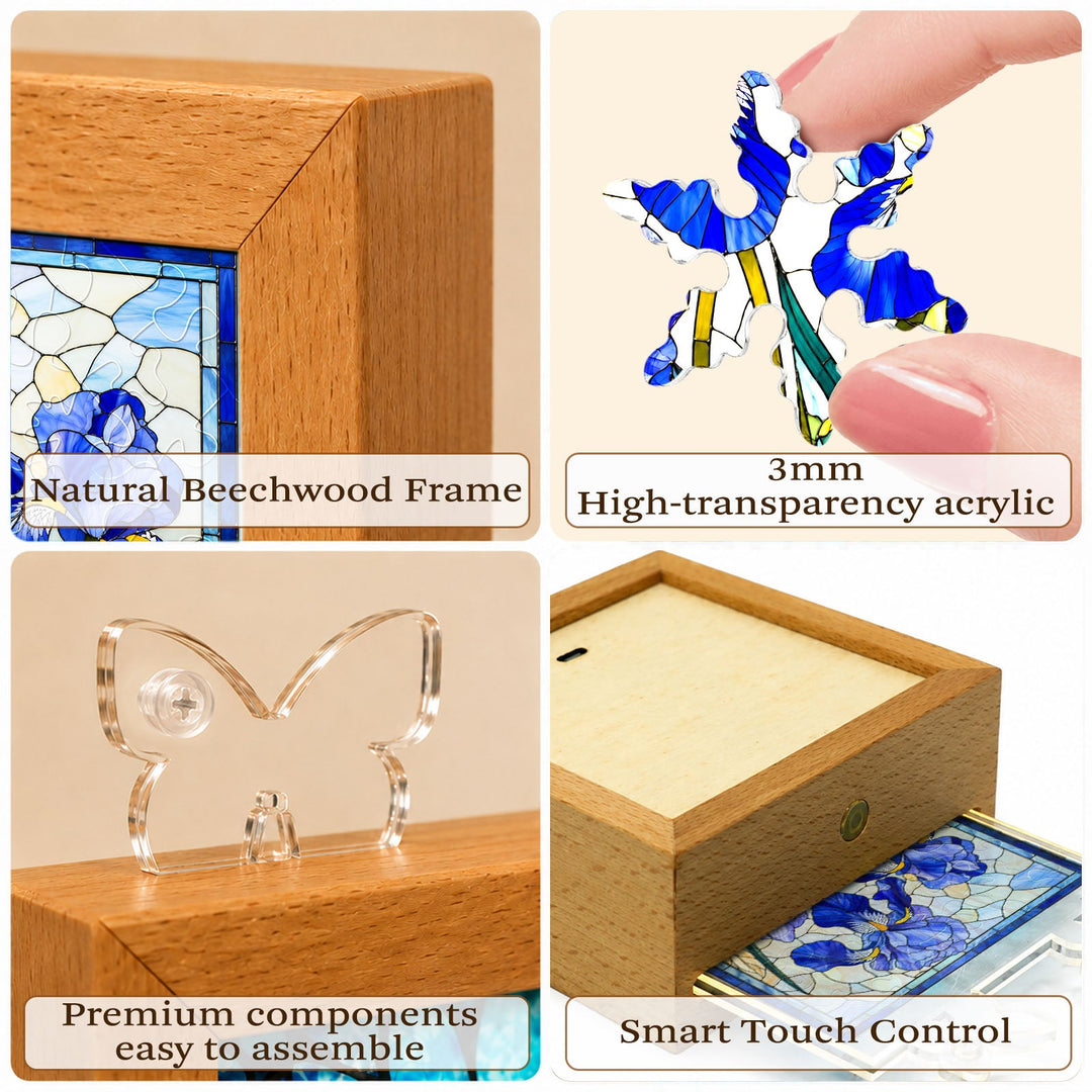 Acrylic Puzzle Night Light - Royal Iris Bloom