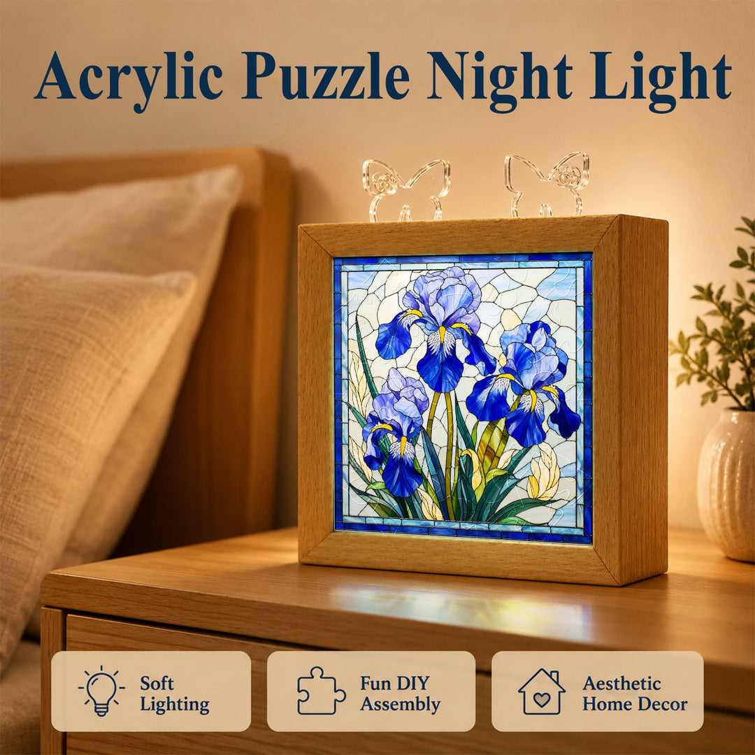 Acrylic Puzzle Night Light - Royal Iris Bloom