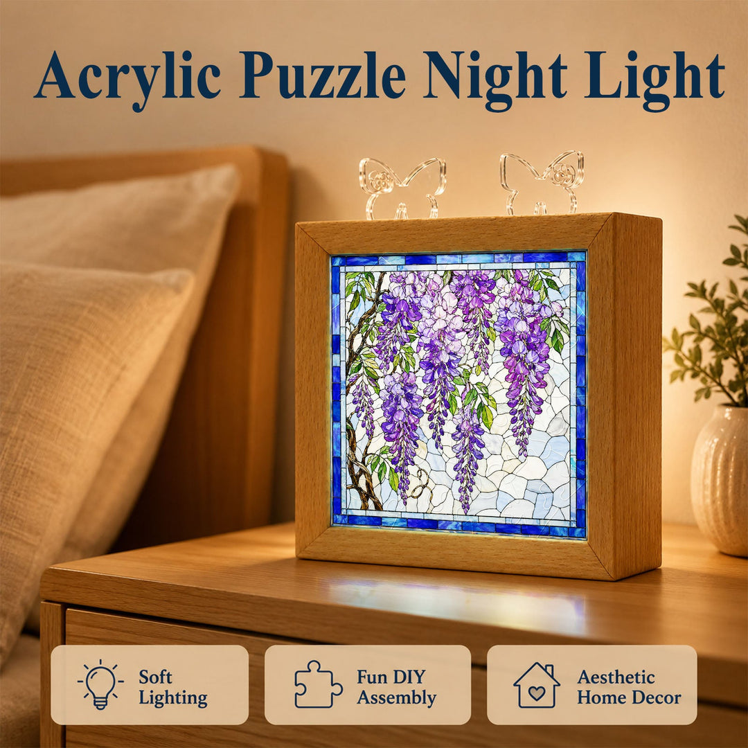 Acrylic Puzzle Night Light - Wisteria Cascade