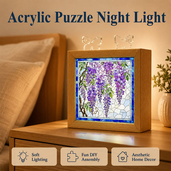 Acrylic Puzzle Night Light - Wisteria Cascade