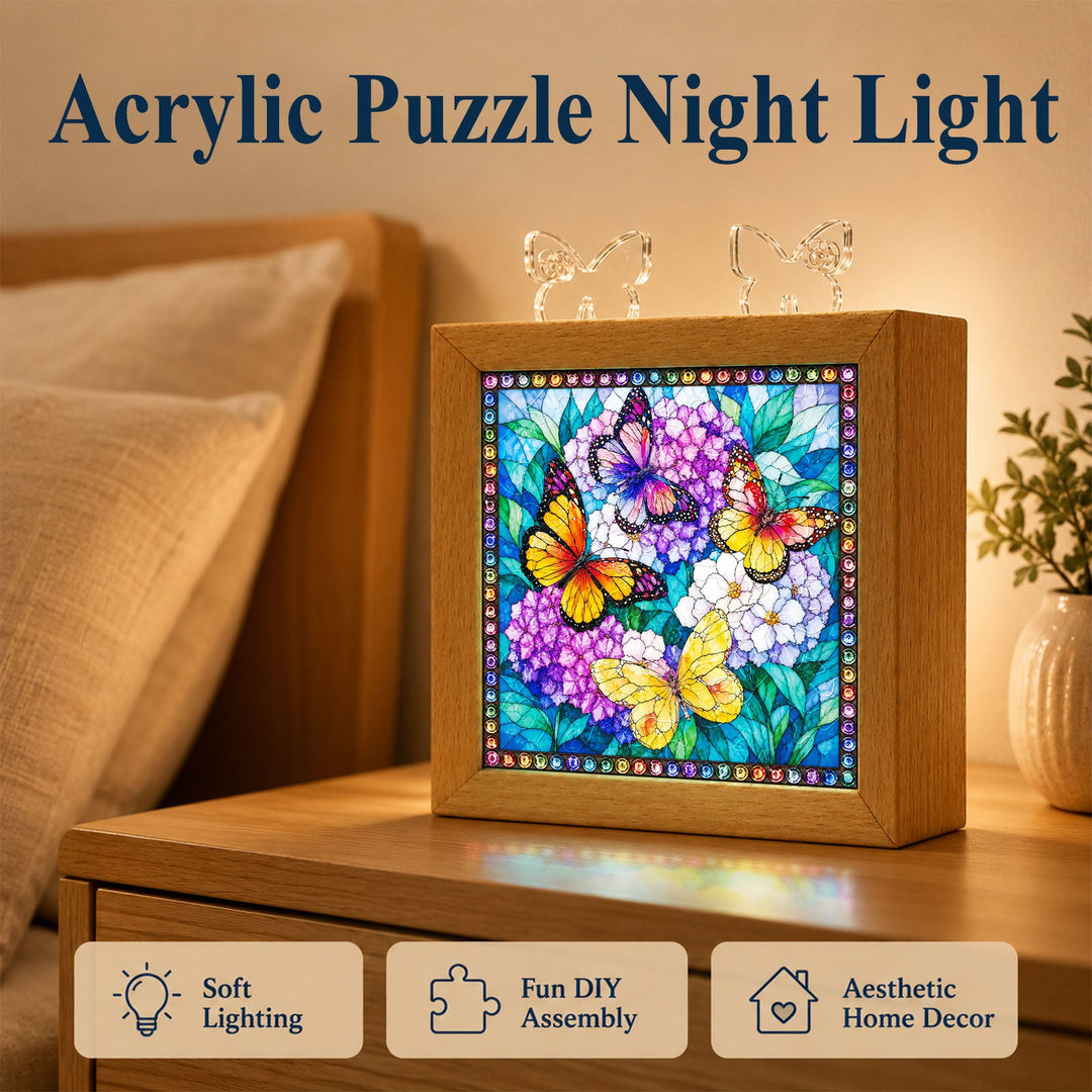 Acrylic Puzzle Night Light - Butterfly Symphony