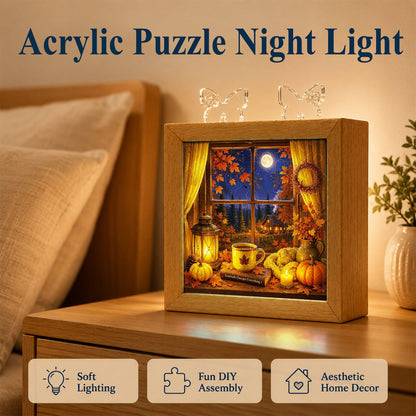 Acrylic Puzzle Night Light - Autumn Gratitude Window