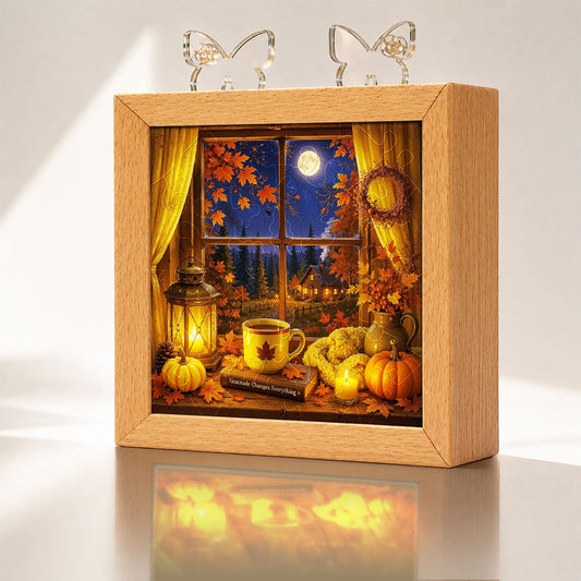 Acrylic Puzzle Night Light - Autumn Gratitude Window