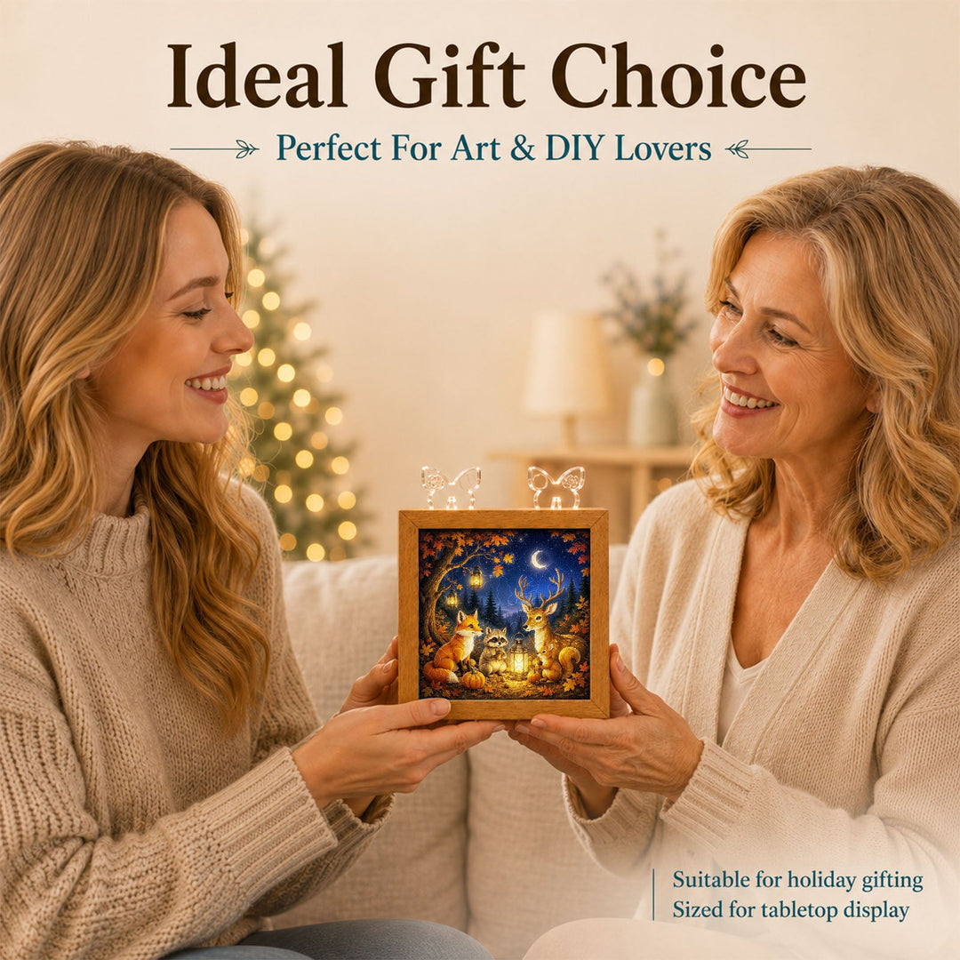 Acrylic Puzzle Night Light - Woodland Harvest Gathering