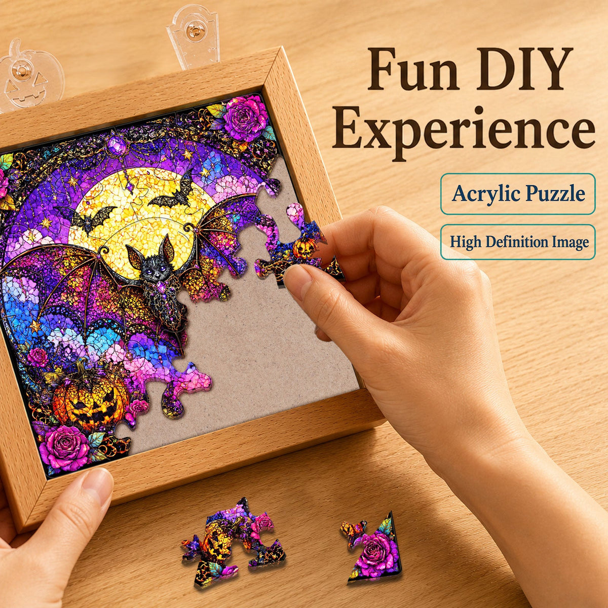 Acrylic Puzzle Night Light - Gothic Lace Bat