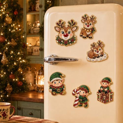 🎄DIY Diamond Painting Christmas Magnets – Sparkling Handmade Refrigerator Magnets for Holiday Decor, Crafts & Gifts