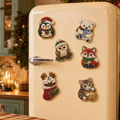 🎄DIY Diamond Painting Christmas Magnets – Sparkling Handmade Refrigerator Magnets for Holiday Decor, Crafts & Gifts