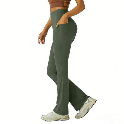 High Waisted Tummy Control Pocket Shaping Yoga Bootcut Leggings