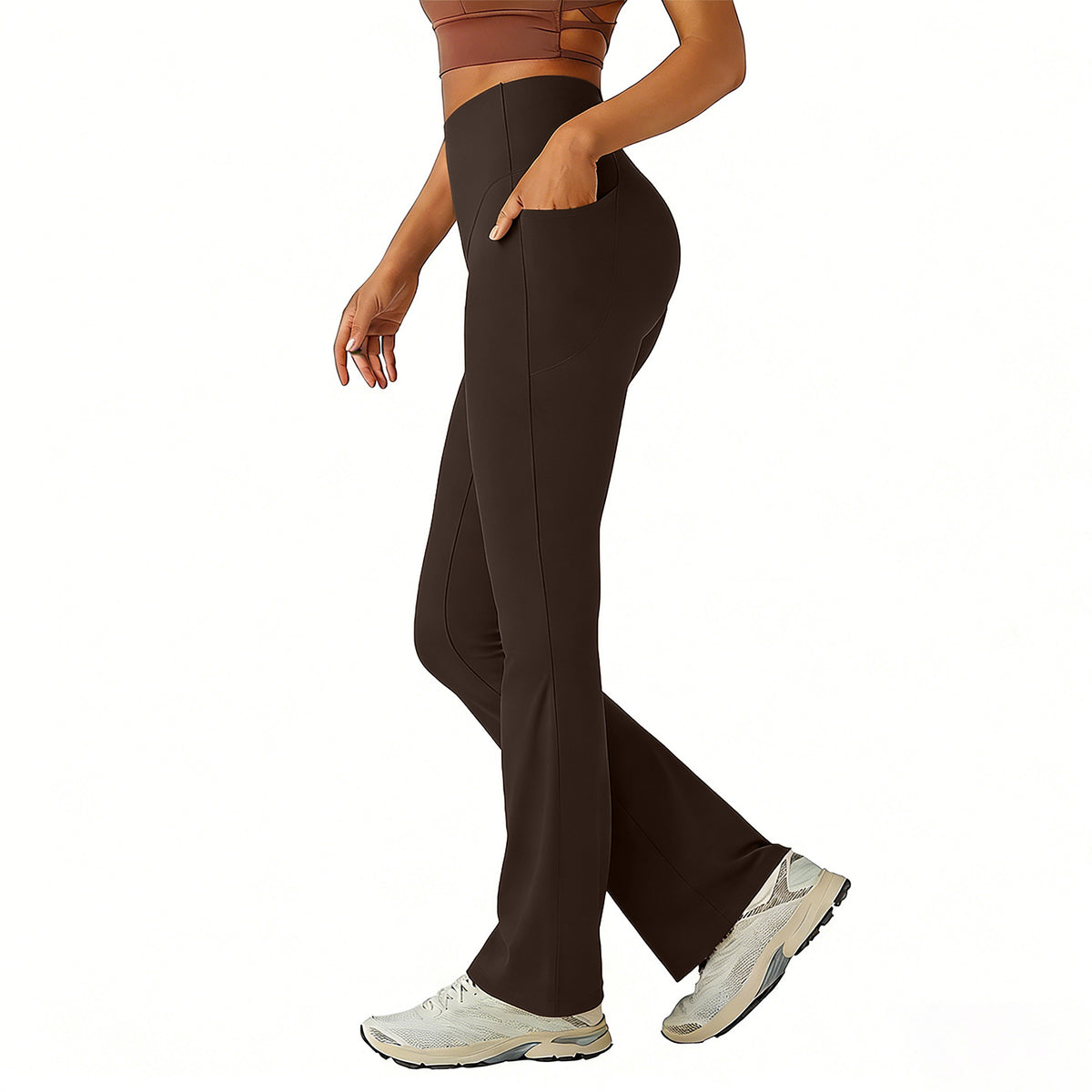 High Waisted Tummy Control Pocket Shaping Yoga Bootcut Leggings