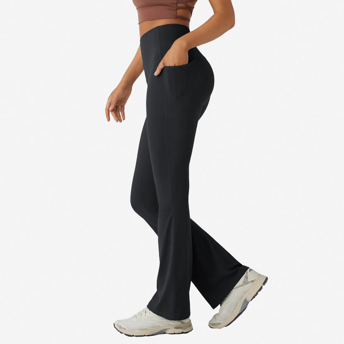 High Waisted Tummy Control Pocket Shaping Yoga Bootcut Leggings