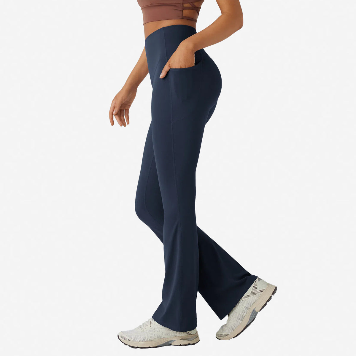 High Waisted Tummy Control Pocket Shaping Yoga Bootcut Leggings