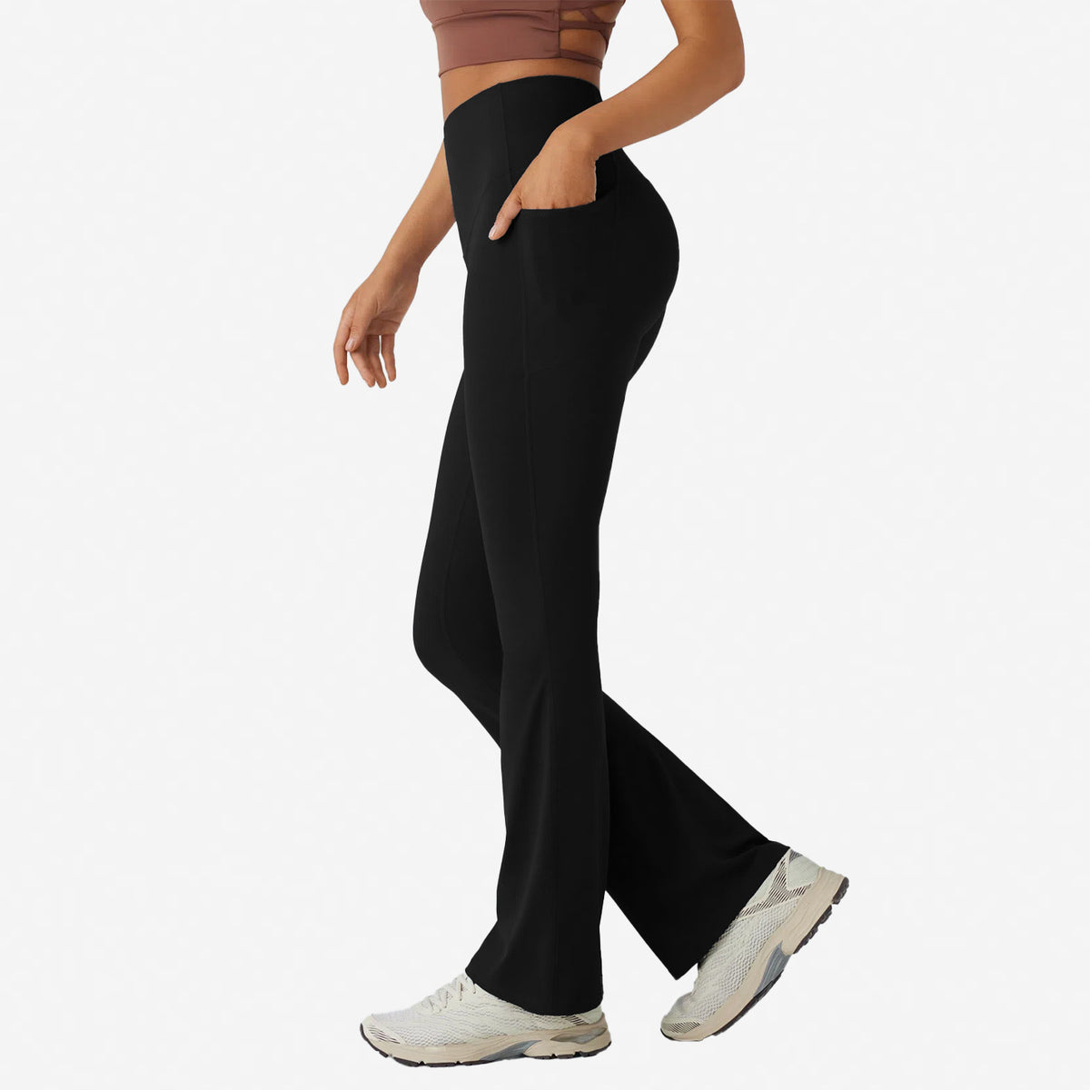 High Waisted Tummy Control Pocket Shaping Yoga Bootcut Leggings