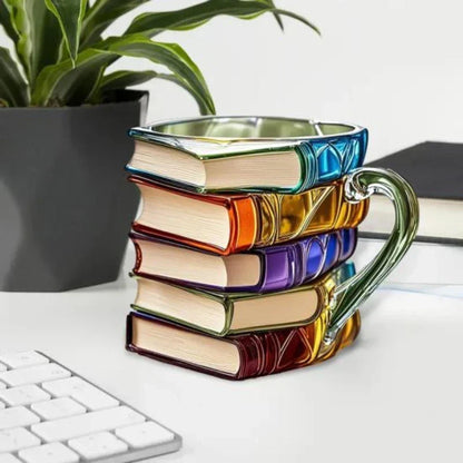 🔥 Selling Fast! Stacked Books Resin Coffee Mug 11Oz | Great Deal for Book Lovers