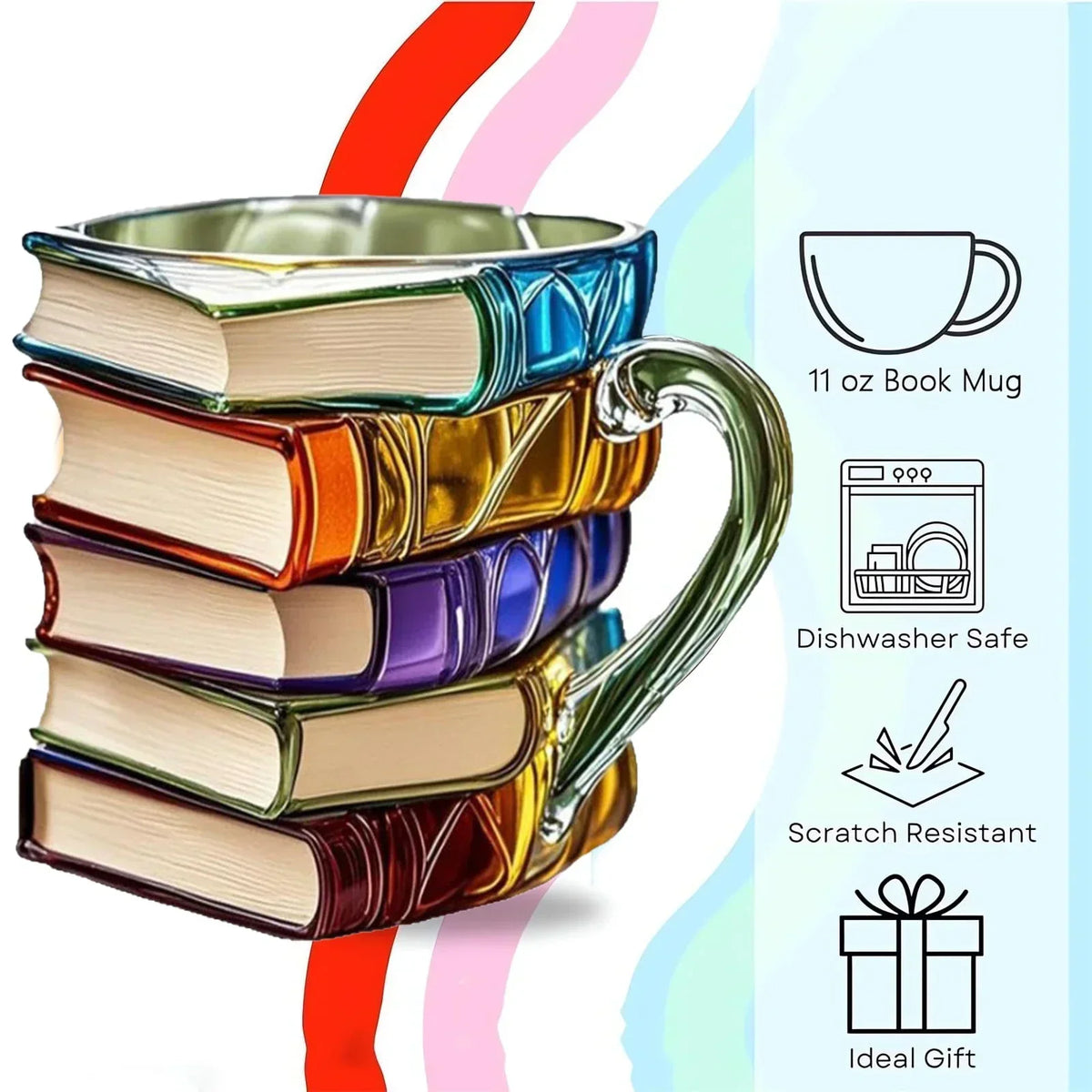 🔥 Selling Fast! Stacked Books Resin Coffee Mug 11Oz | Great Deal for Book Lovers