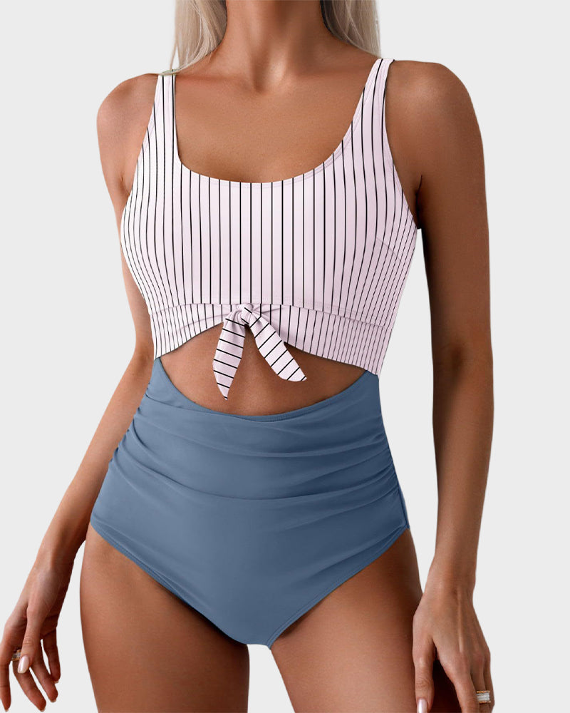 Ruched Tie-Knot Tummy Control One-Piece Swimsuit