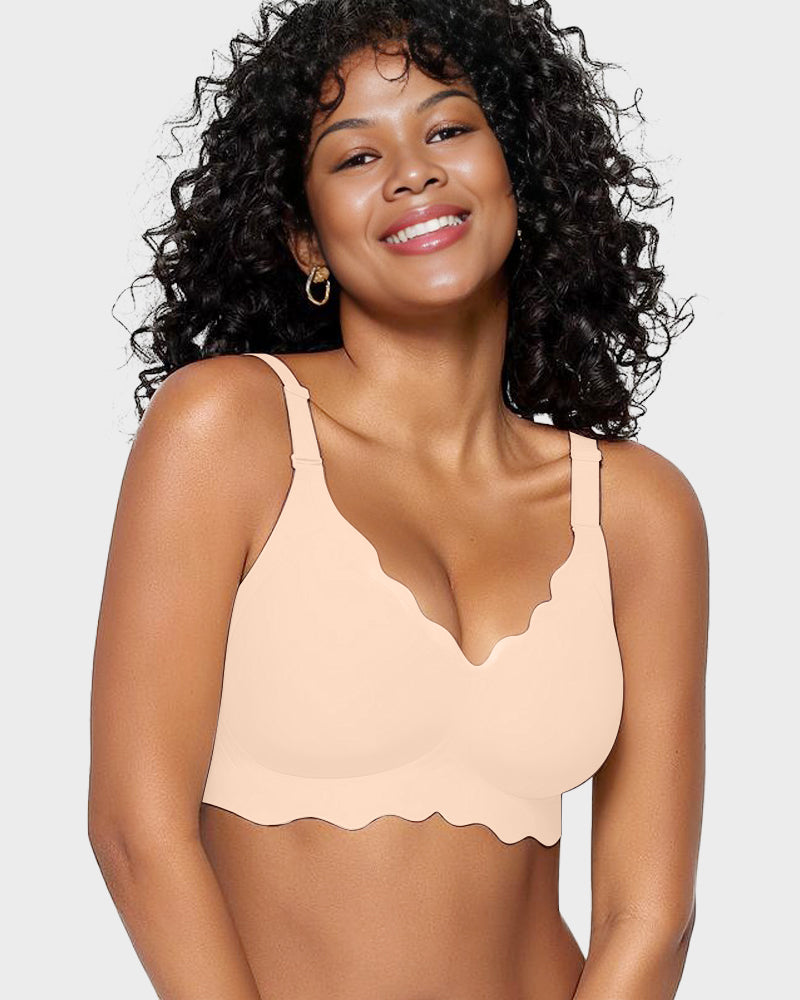 Soft Full Coverage Scalloped Wireless Jelly Bra
