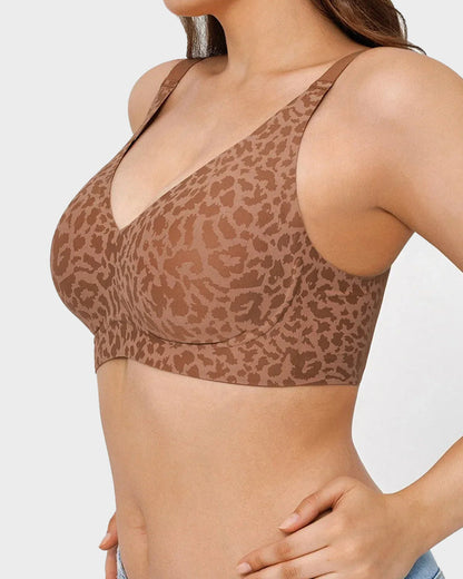 Wireless Leopard V-Neck Contour Bra