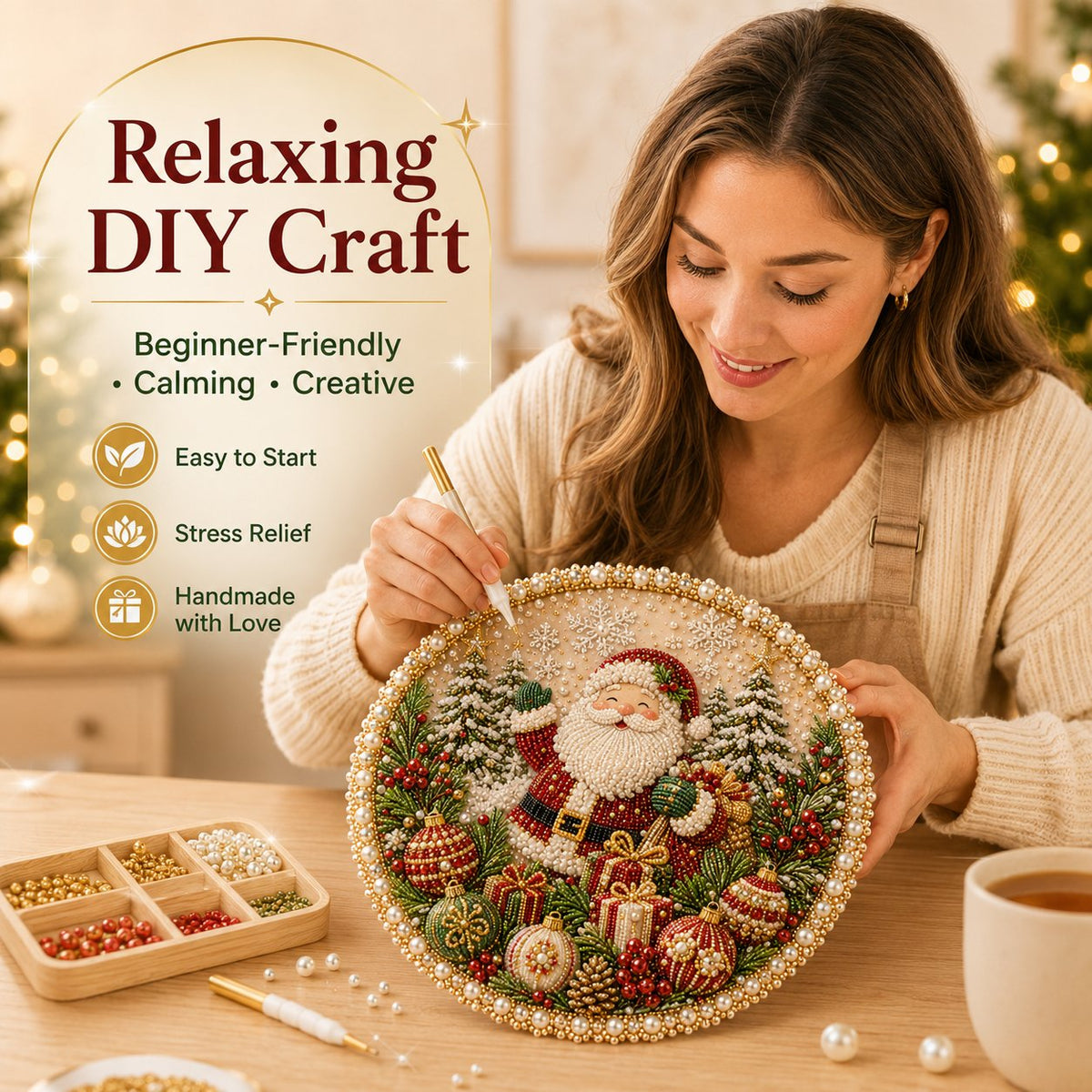🔥Last Day 49% OFF - 🌸🌻🍂🎄 Four Seasons & Holiday Pearl Art Hanging Wreath Kit ✨
