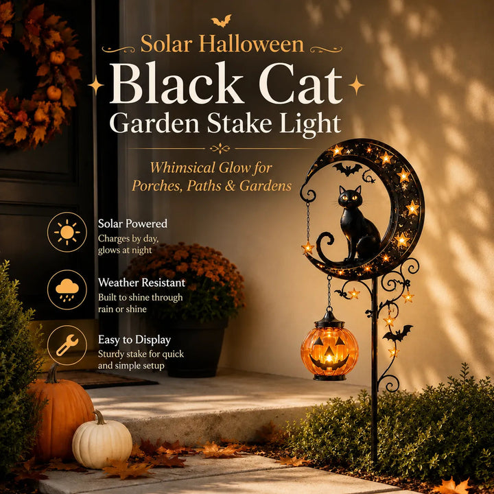 🎃Solar Halloween Black Cat Garden Stake Light