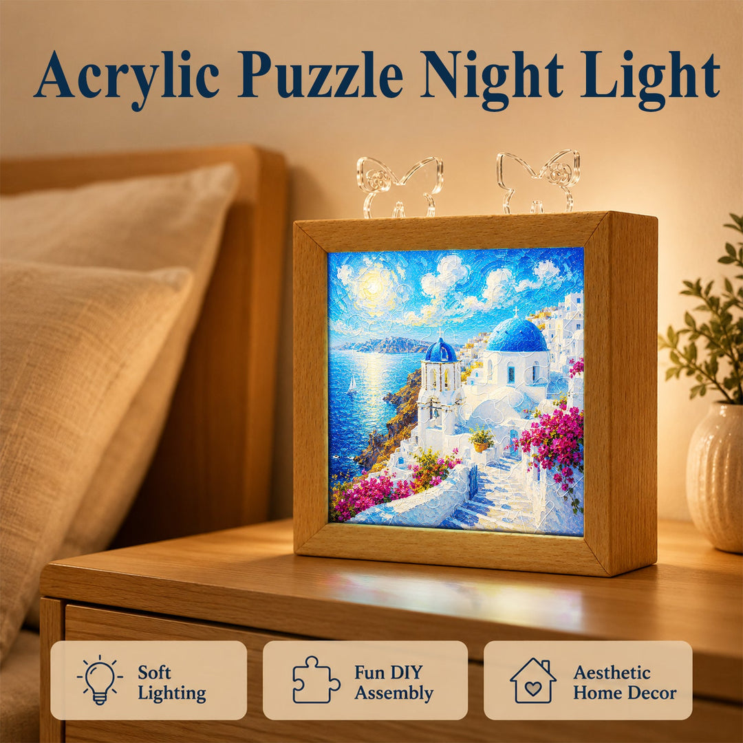 Acrylic Puzzle Night Light - Santorini Sunlight