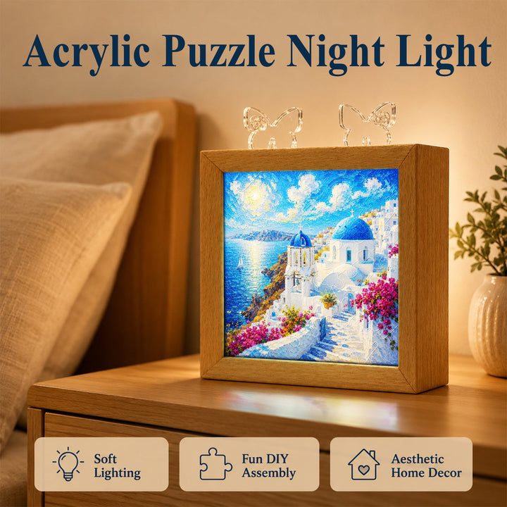 Acrylic Puzzle Night Light - Santorini Sunlight