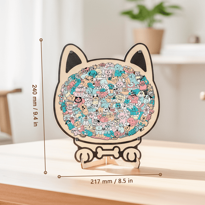 Morandi-Colored Cat/Dog Shaped Wooden Jigsaw Puzzle