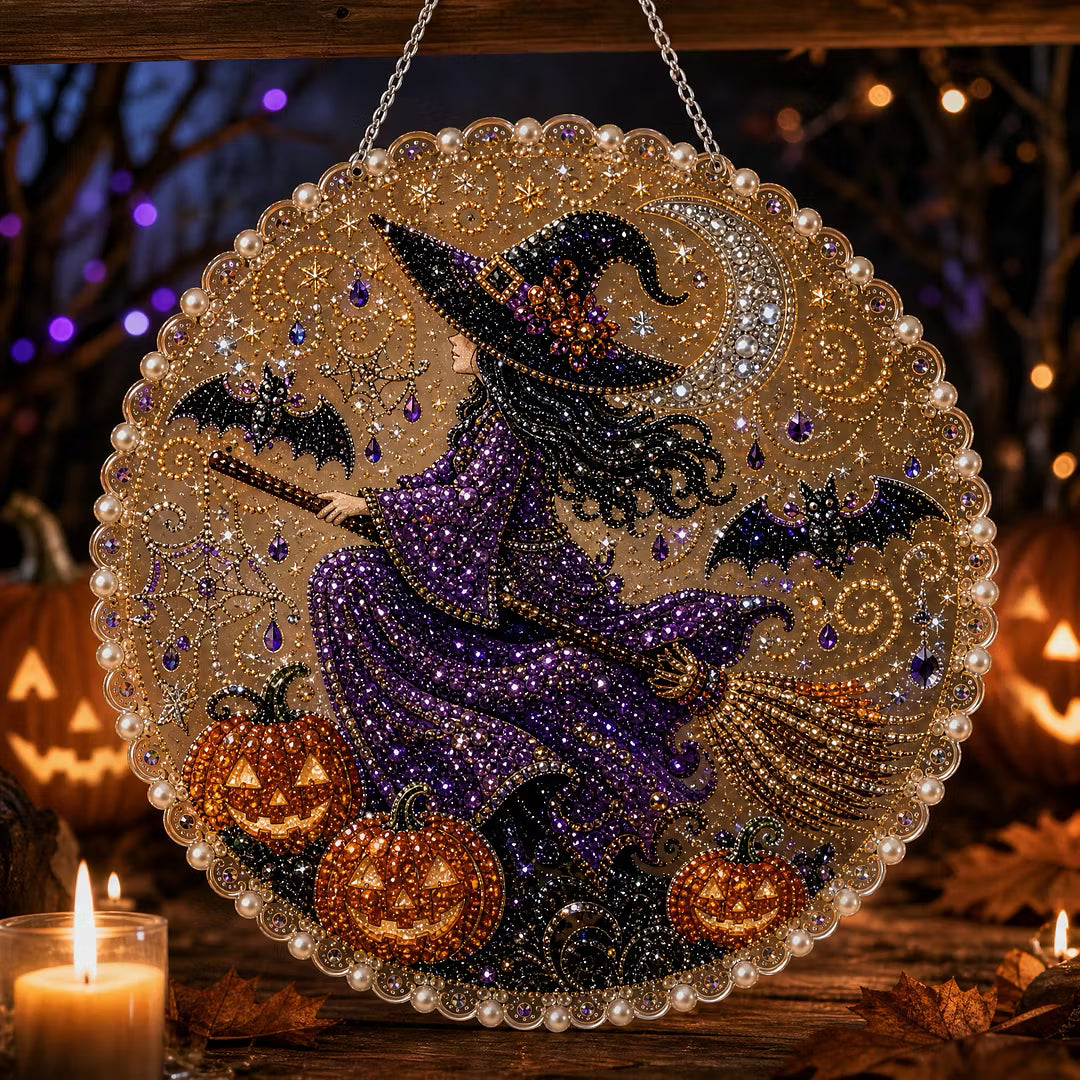 DIY Halloween Diamond Painting Pearls Painting Pendant