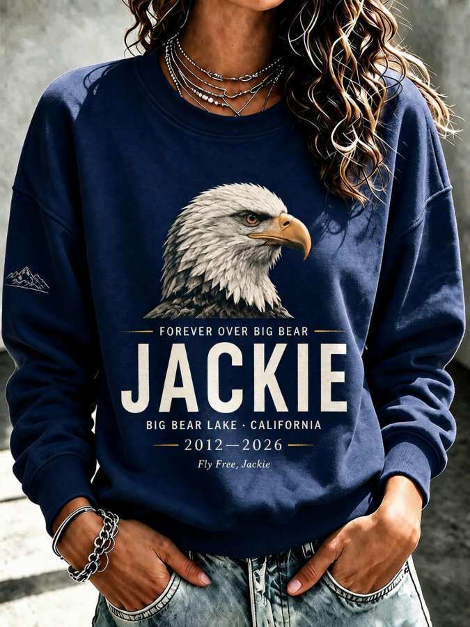 Women'S Forever Over Big Bear, Fly Free Jackie Printed Round Neck Sports Shirt