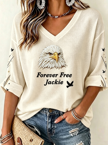 Women's Jackie The Eagle Print V Neck Top