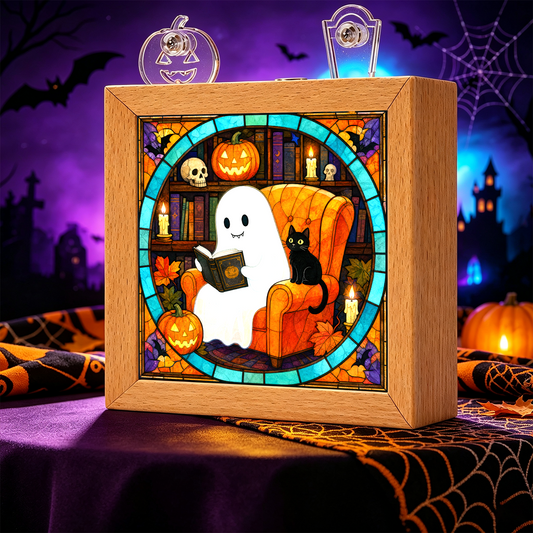 Acrylic Puzzle Night Light -Ghost Cat Reading