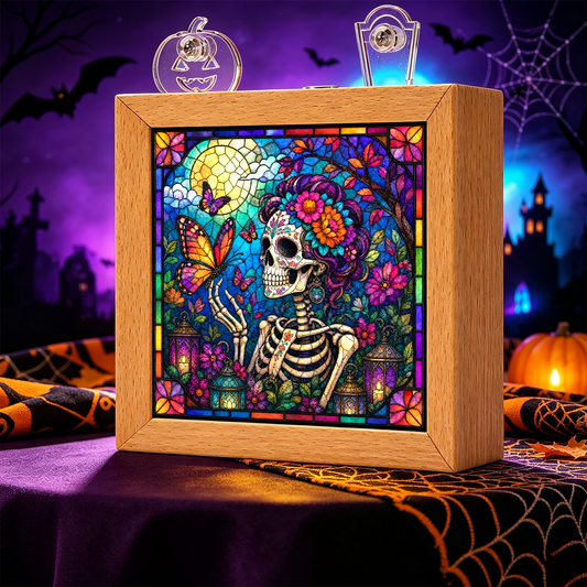 Acrylic Puzzle Night Light - Floral Skull