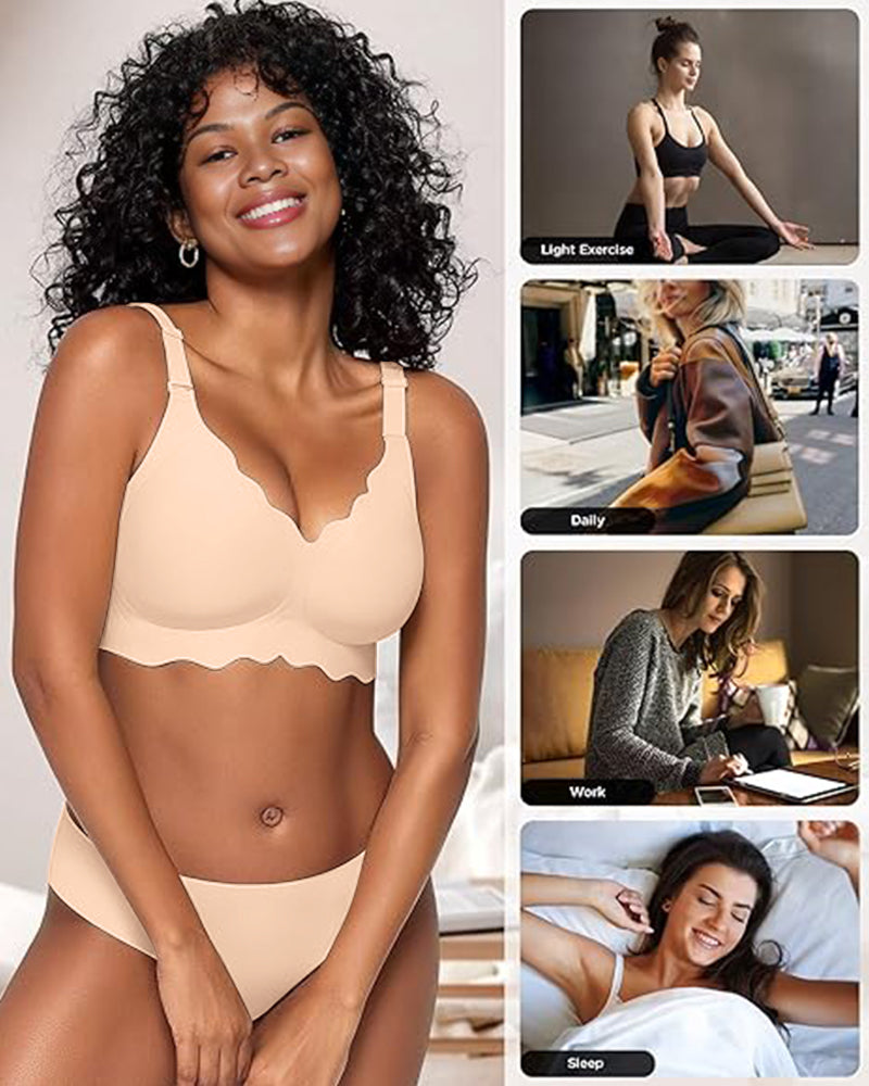 Soft Full Coverage Scalloped Wireless Jelly Bra