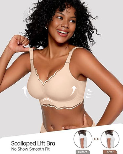 Soft Full Coverage Scalloped Wireless Jelly Bra