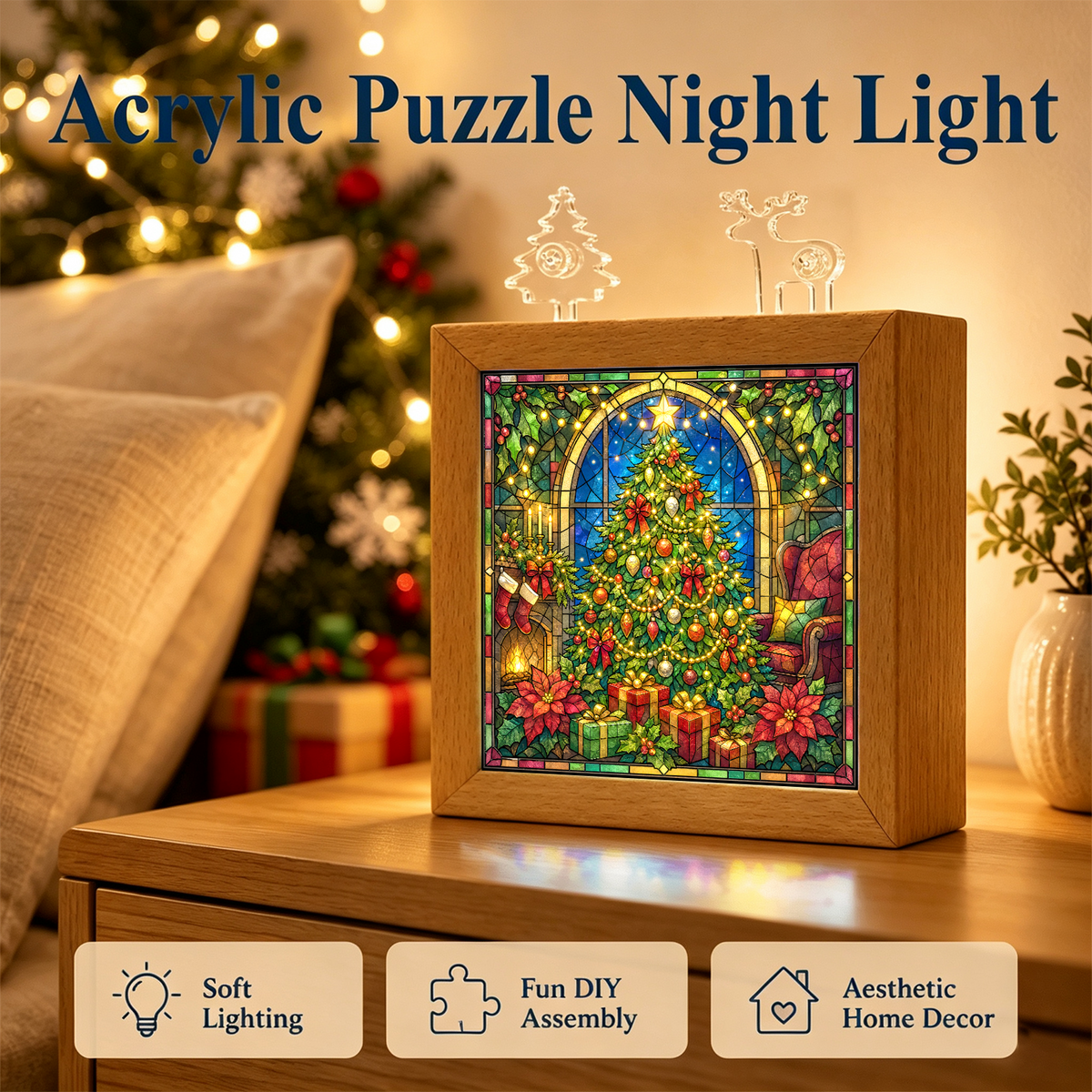 Acrylic Puzzle Night Light - Luminous Christmas Tree