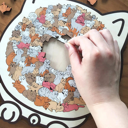 Morandi-Colored Cat/Dog Shaped Wooden Jigsaw Puzzle