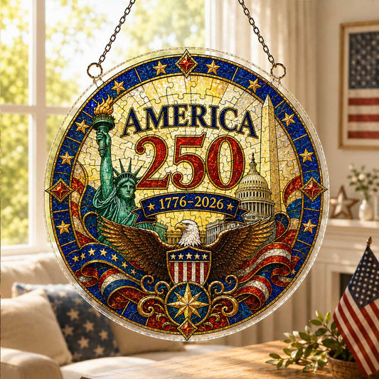 America 250th Anniversary Acrylic Puzzle Hanging Ornament – 1776–2026 Patriotic Window Suncatcher Decor