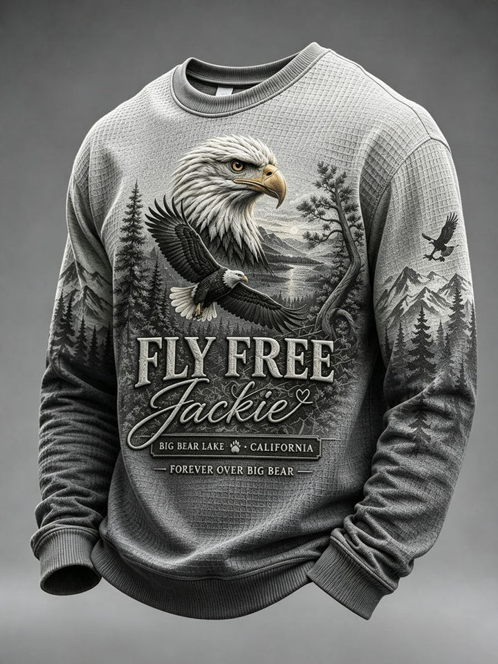 Men'S Jackie The Eagle Print Waffle Long Sleeve Top